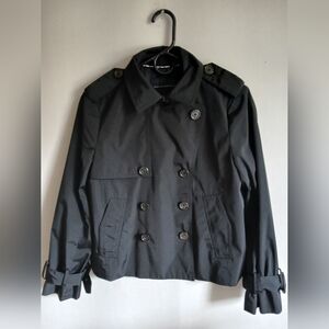 Banana Republic Black Lined Double-Breasted Short Jacket SzPS Vented Back